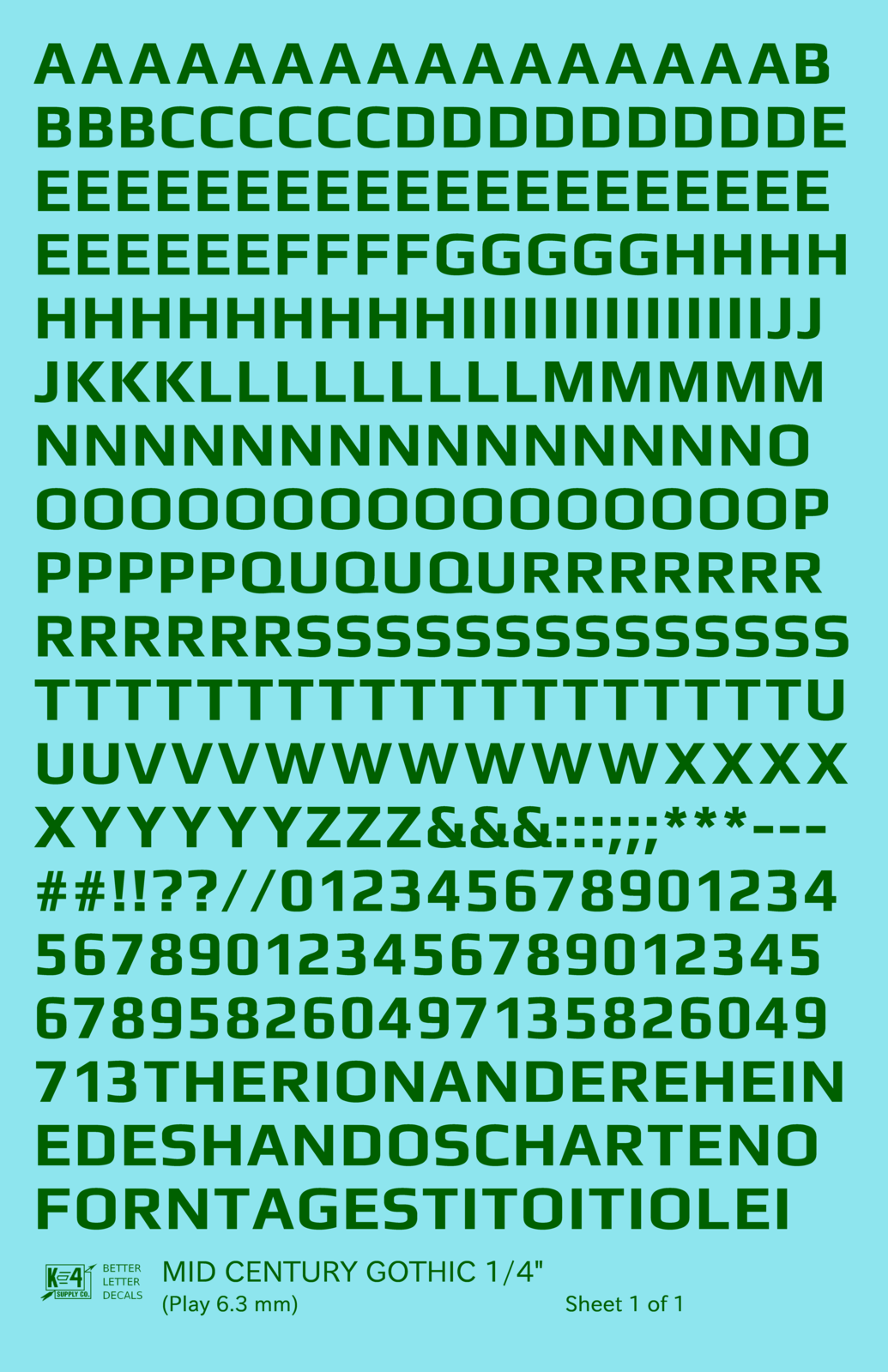 Mid Century Gothic Letter Number Alphabet