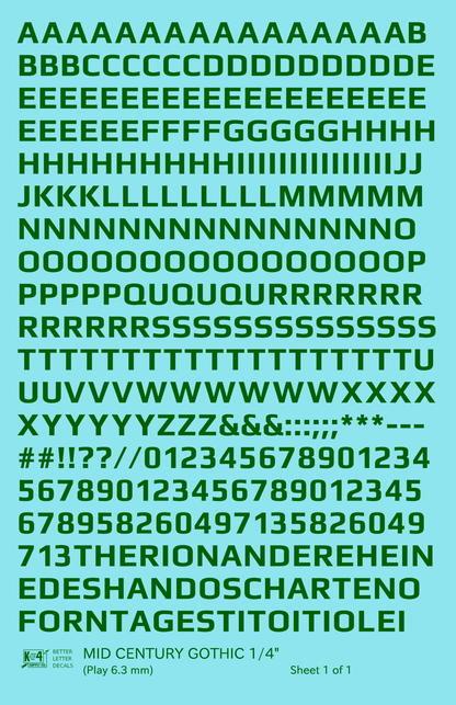 Mid Century Gothic Letter Number Alphabet