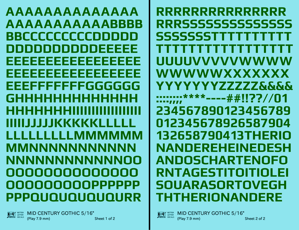 Mid Century Gothic Letter Number Alphabet