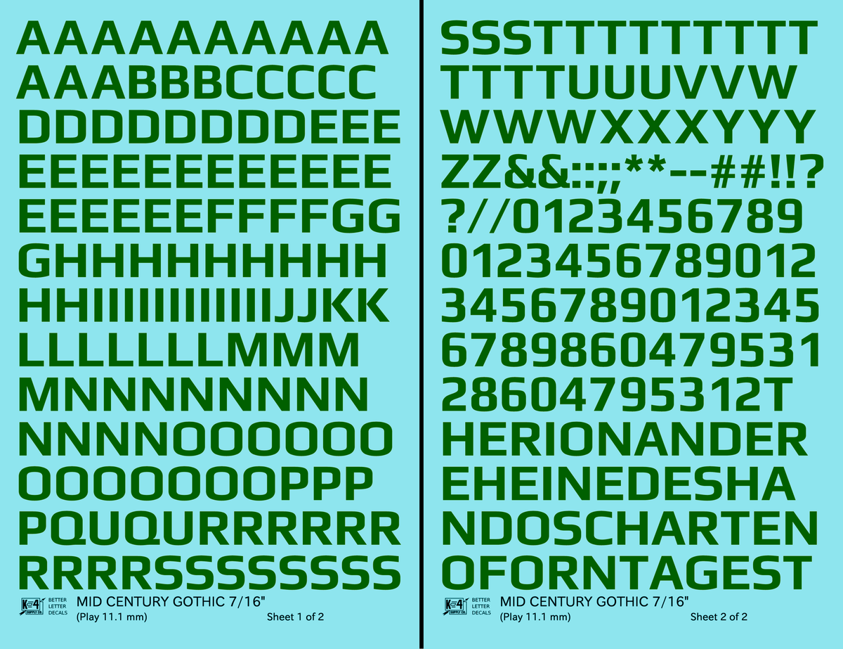 Mid Century Gothic Letter Number Alphabet