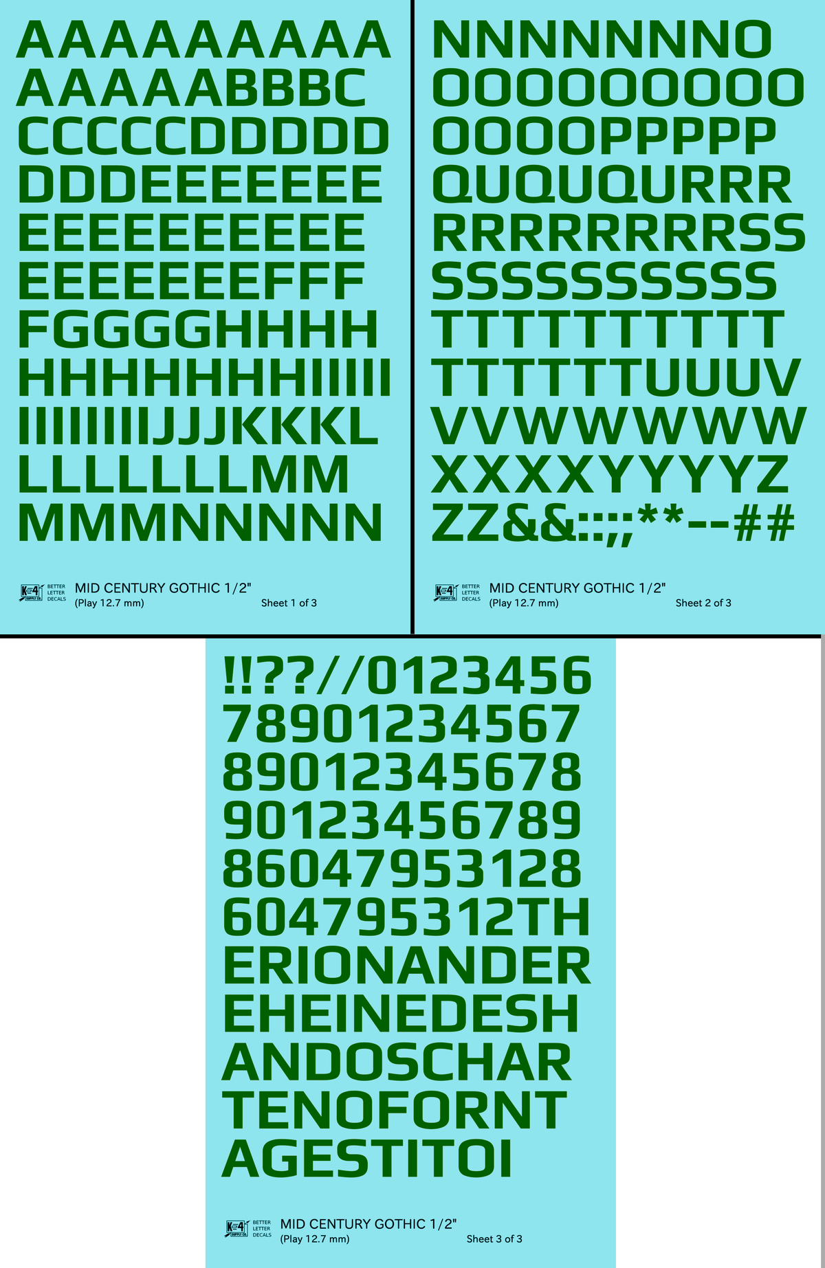 Mid Century Gothic Letter Number Alphabet