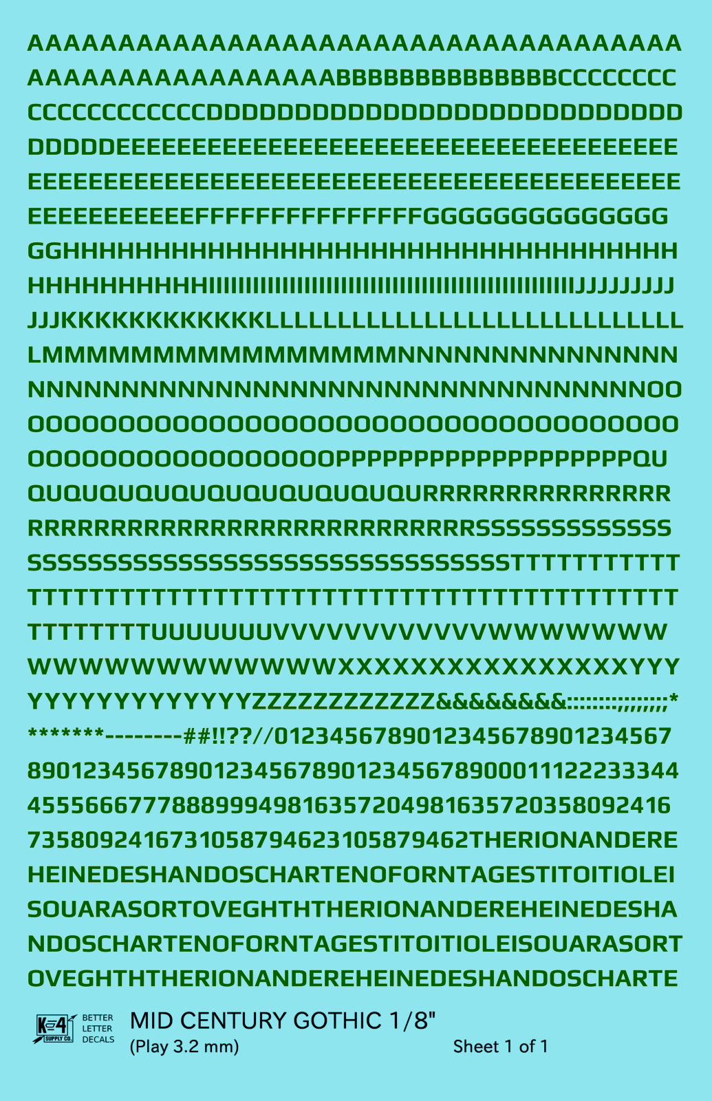 Mid Century Gothic Letter Number Alphabet