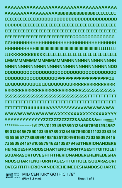 Mid Century Gothic Letter Number Alphabet