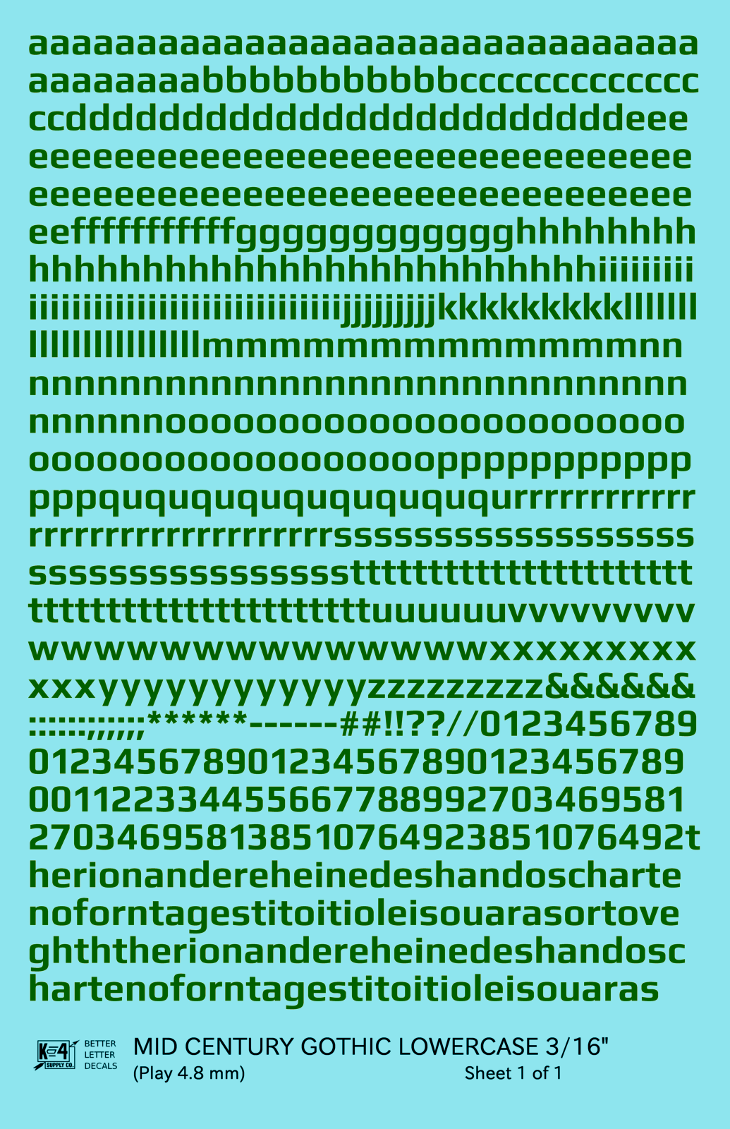 Lowercase Mid Century Gothic Letter Alphabet