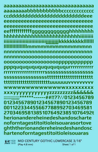 Lowercase Mid Century Gothic Letter Alphabet