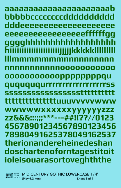 Lowercase Mid Century Gothic Letter Alphabet