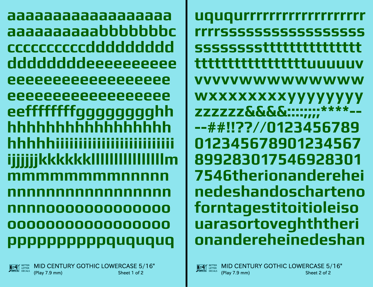 Lowercase Mid Century Gothic Letter Alphabet