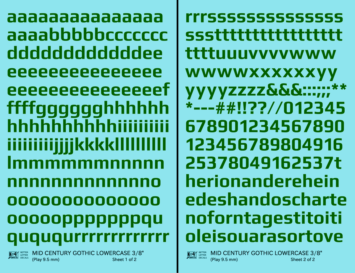Lowercase Mid Century Gothic Letter Alphabet