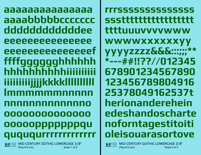 Lowercase Mid Century Gothic Letter Alphabet