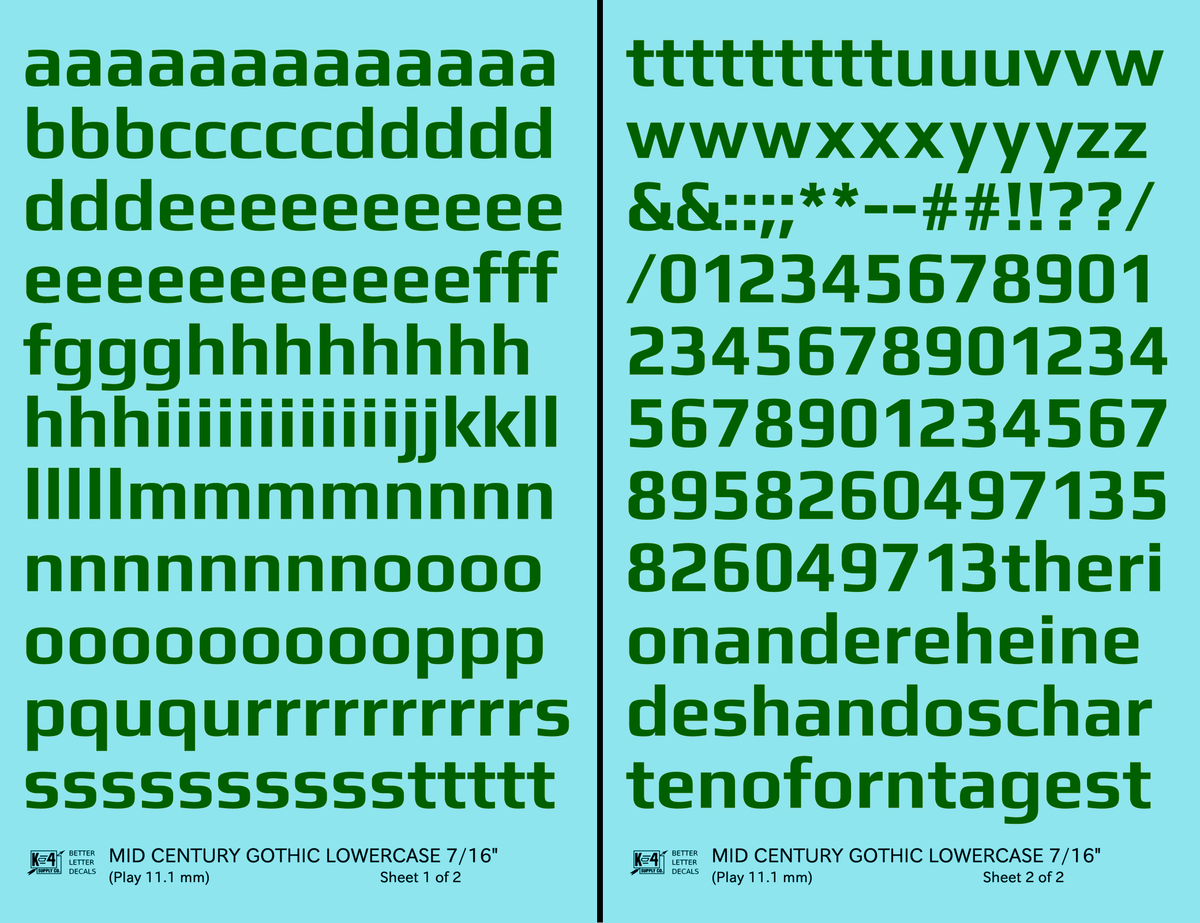 Lowercase Mid Century Gothic Letter Alphabet