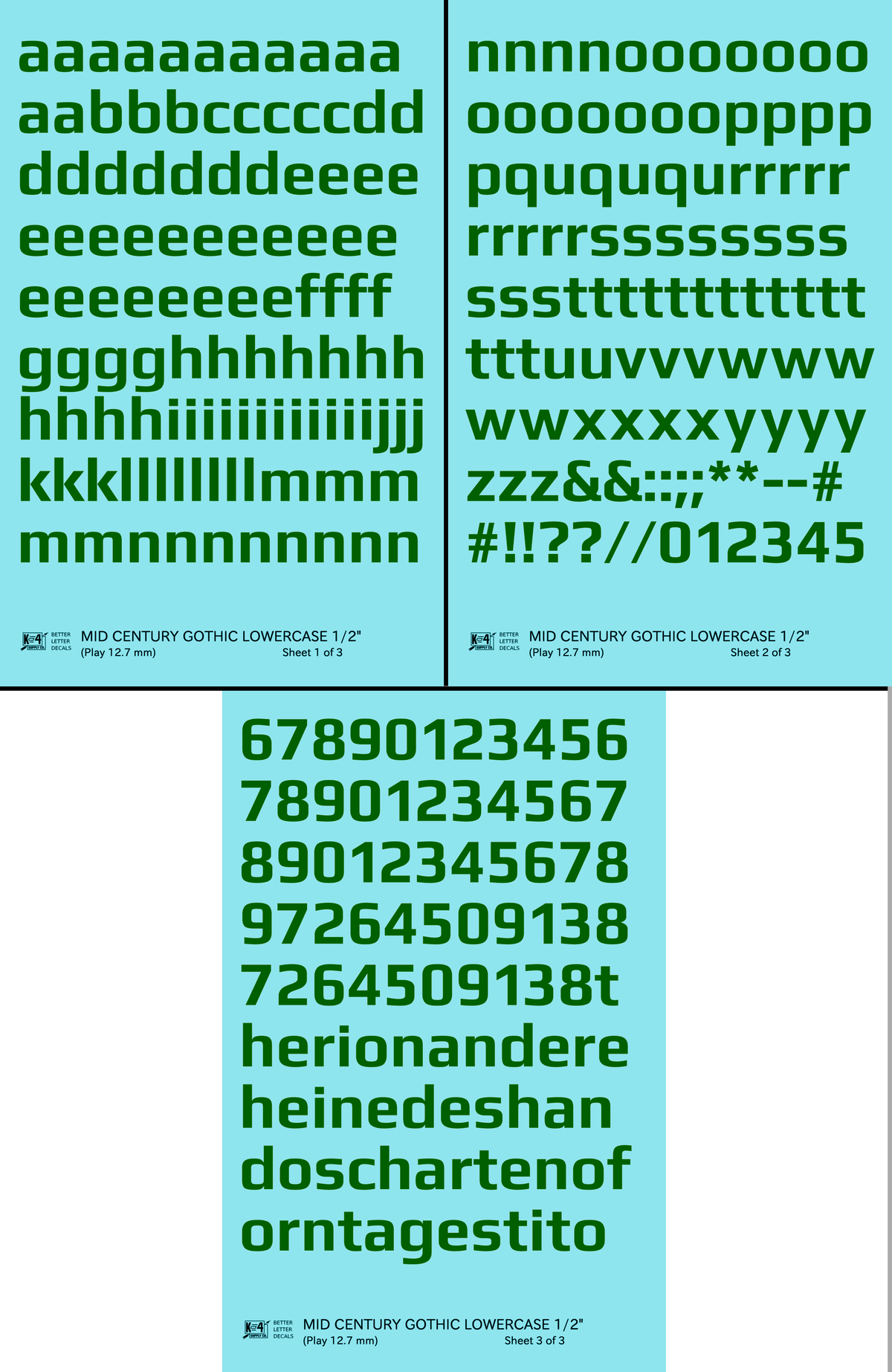 Lowercase Mid Century Gothic Letter Alphabet