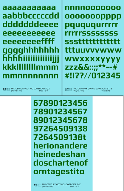 Lowercase Mid Century Gothic Letter Alphabet