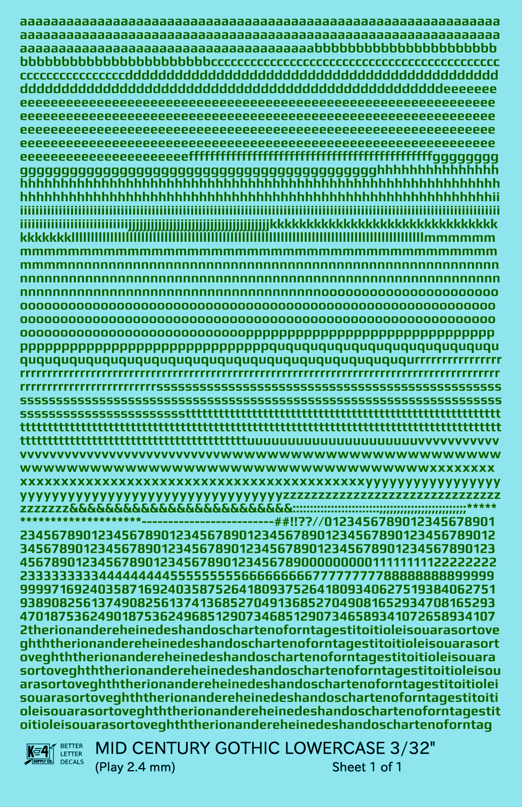 Lowercase Mid Century Gothic Letter Alphabet