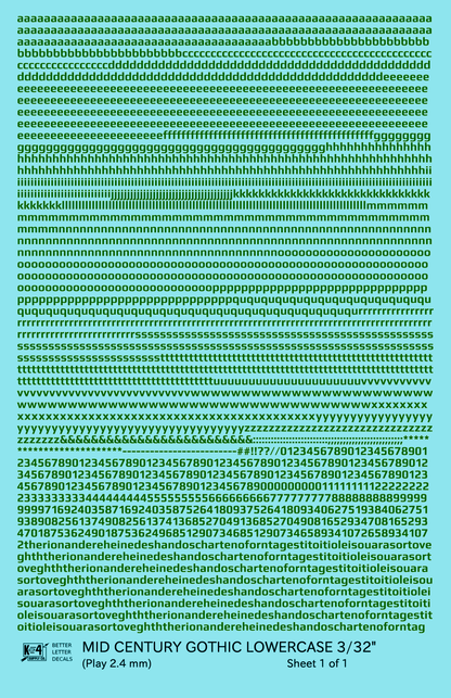 Lowercase Mid Century Gothic Letter Alphabet