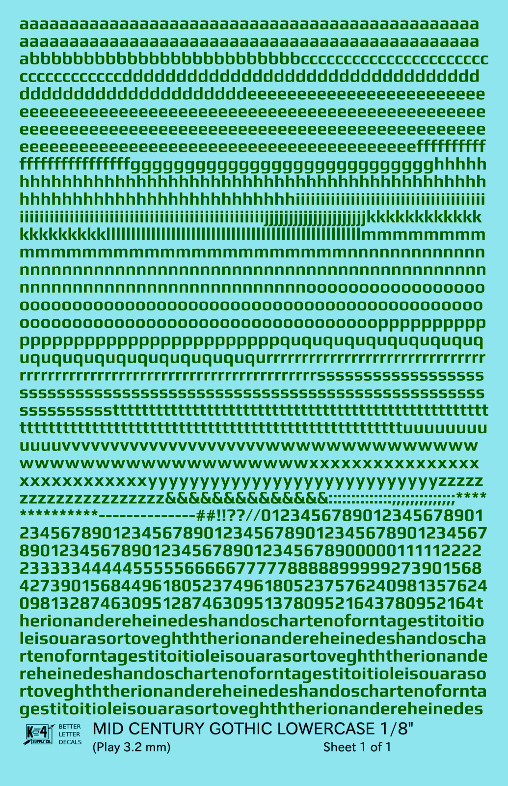 Lowercase Mid Century Gothic Letter Alphabet