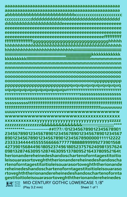 Lowercase Mid Century Gothic Letter Alphabet