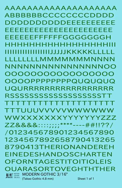 Modern Gothic Letter Number Alphabet