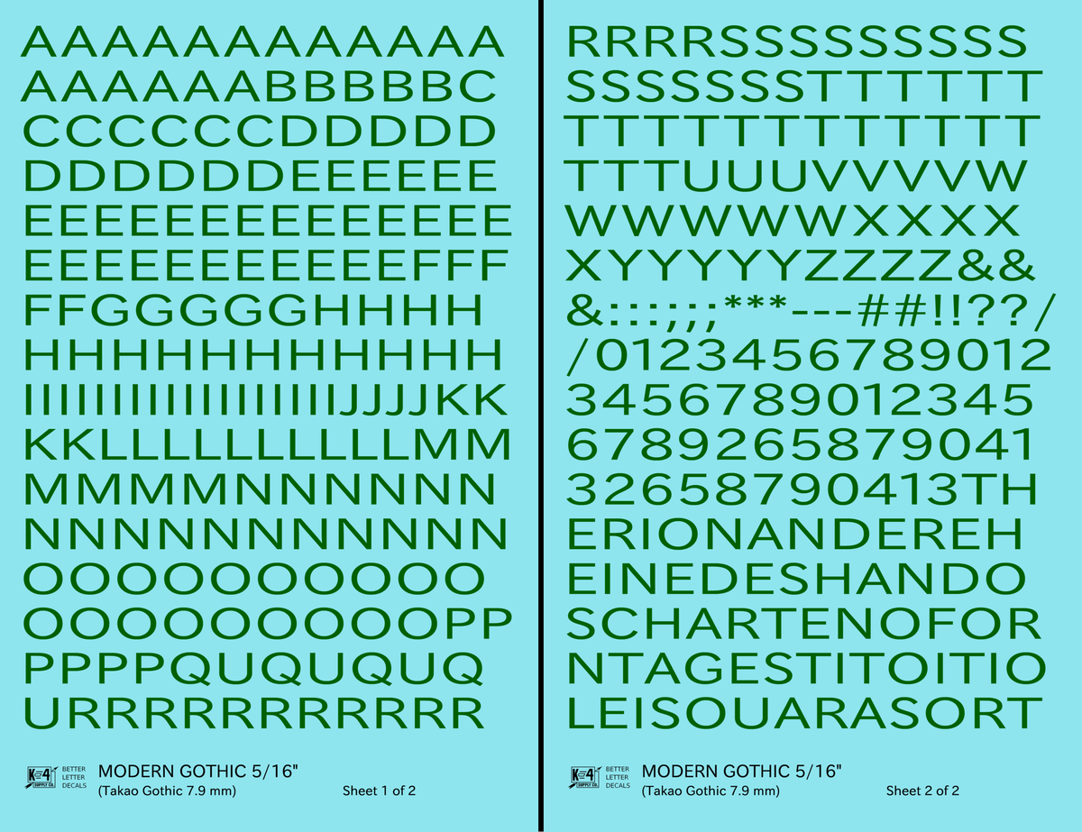 Modern Gothic Letter Number Alphabet