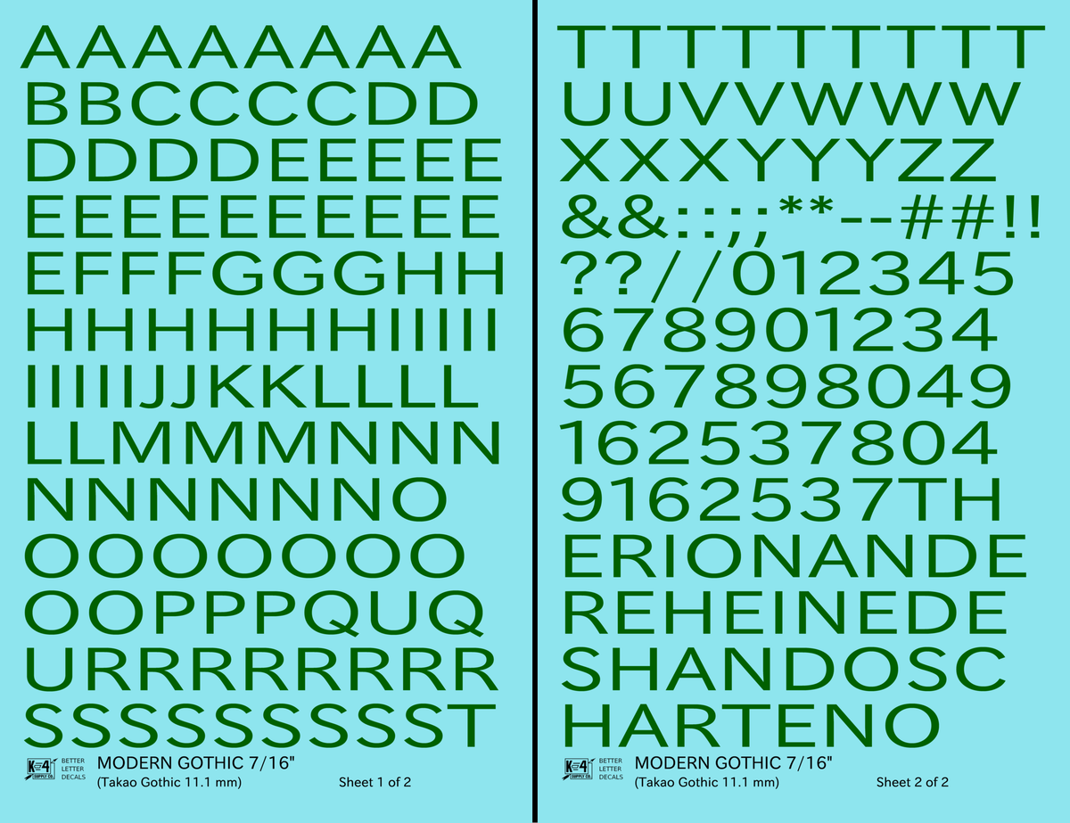 Modern Gothic Letter Number Alphabet