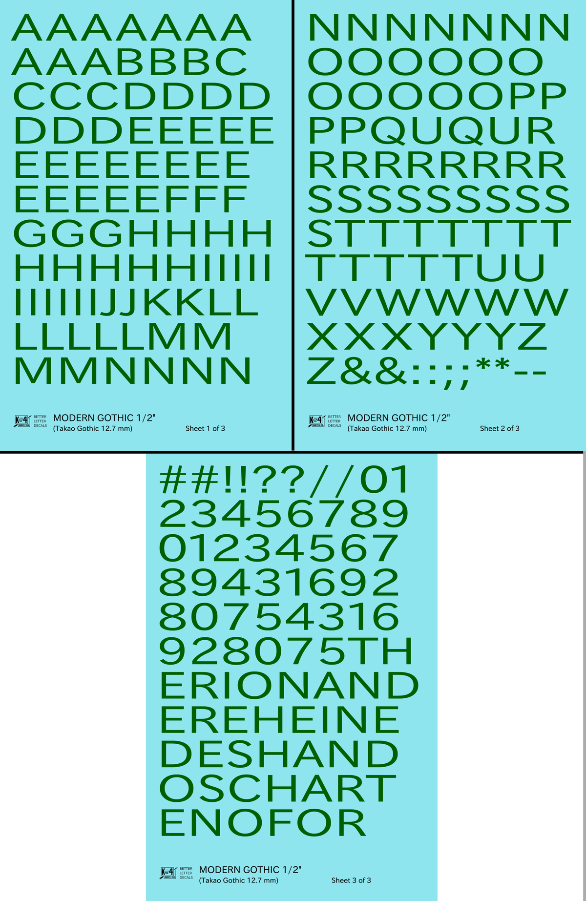 Modern Gothic Letter Number Alphabet