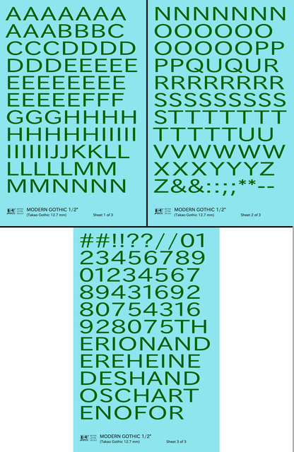 Modern Gothic Letter Number Alphabet