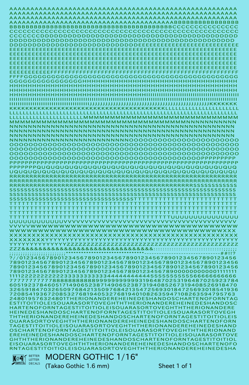 Modern Gothic Letter Number Alphabet