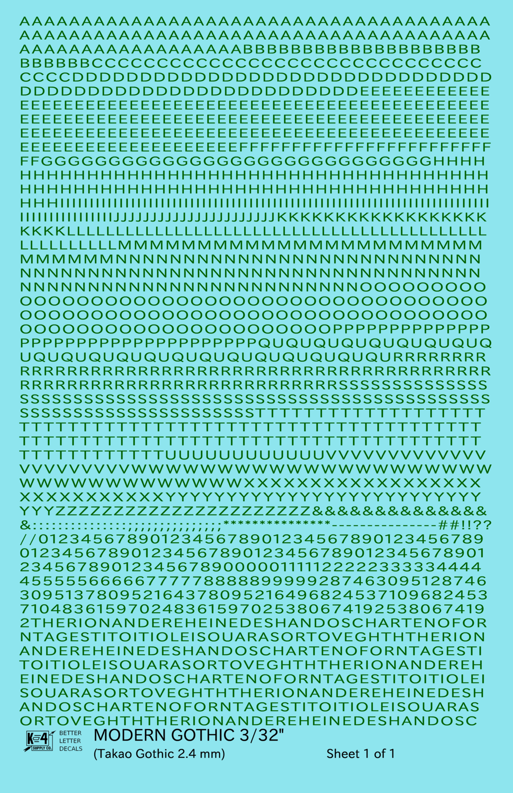Modern Gothic Letter Number Alphabet
