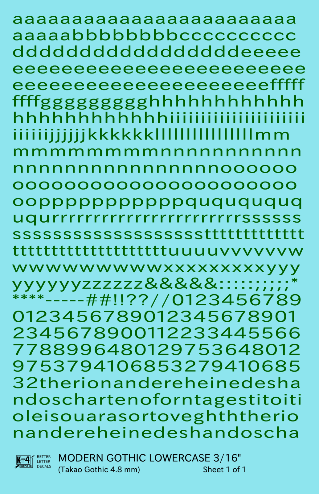 Lowercase Modern Gothic Letter Number Alphabet
