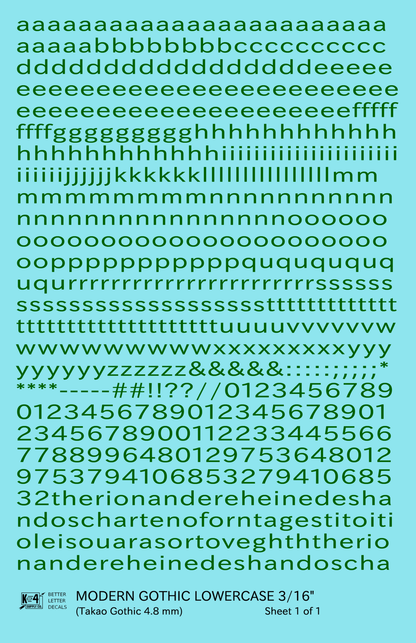 Lowercase Modern Gothic Letter Number Alphabet