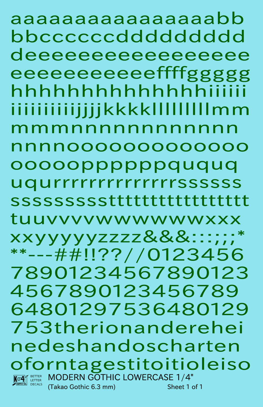 Lowercase Modern Gothic Letter Number Alphabet