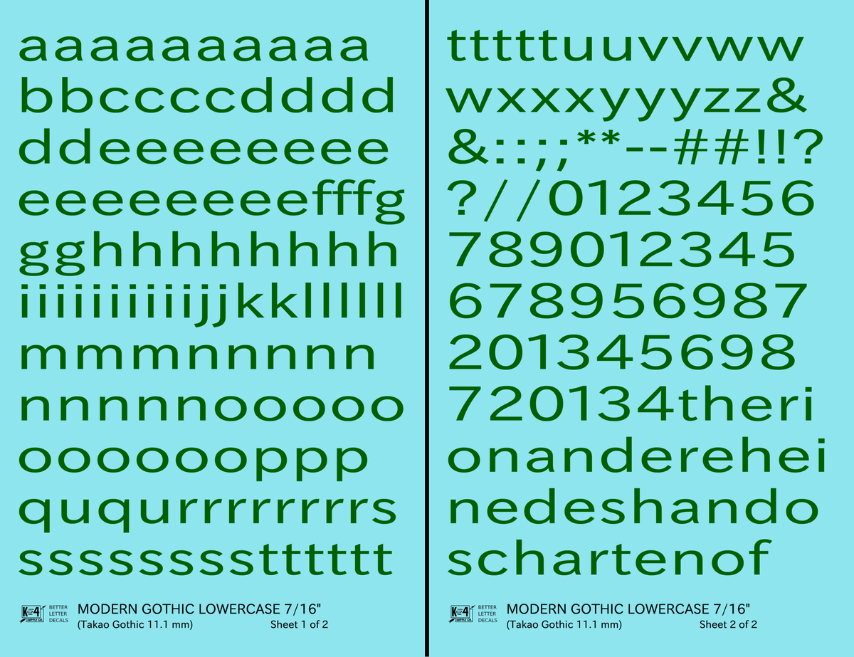 Lowercase Modern Gothic Letter Number Alphabet