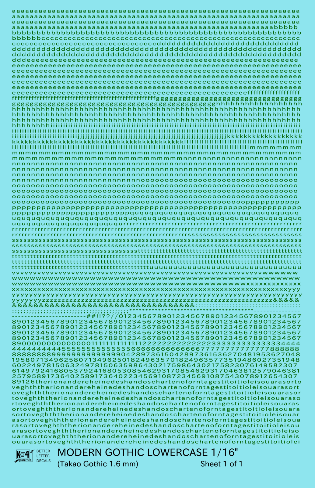 Lowercase Modern Gothic Letter Number Alphabet