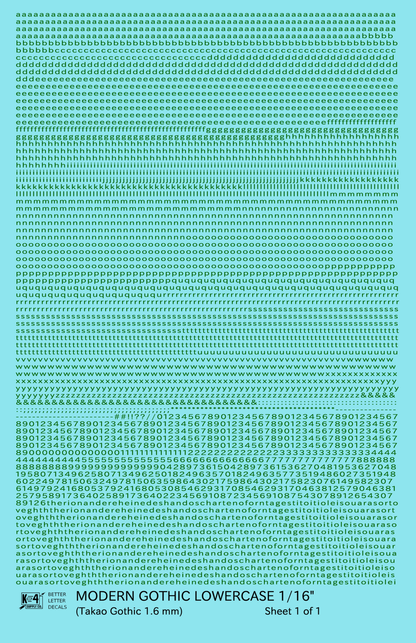 Lowercase Modern Gothic Letter Number Alphabet