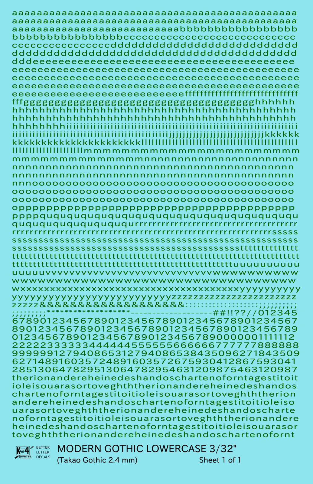 Lowercase Modern Gothic Letter Number Alphabet