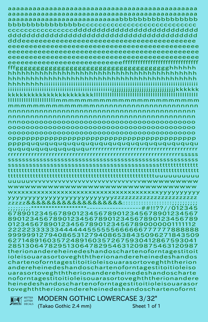 Lowercase Modern Gothic Letter Number Alphabet