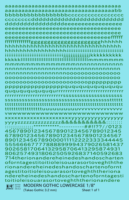 Lowercase Modern Gothic Letter Number Alphabet