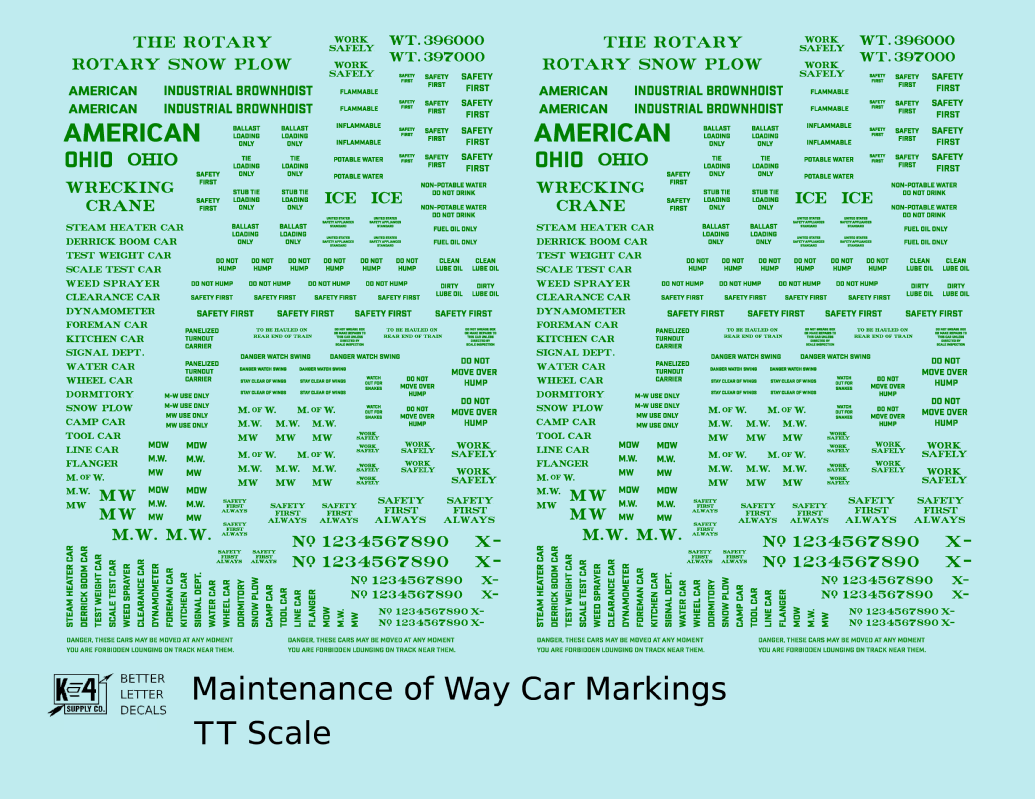 Maintenance Of Way (MOW) Data and Markings