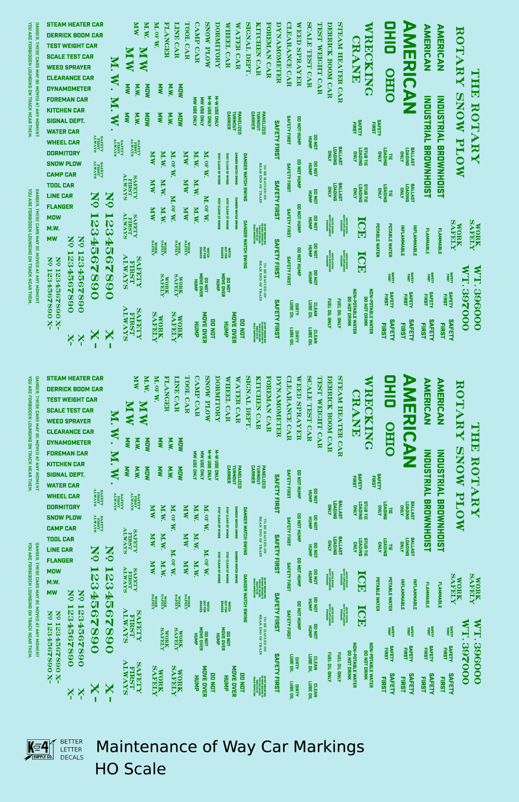 Maintenance Of Way (MOW) Data and Markings