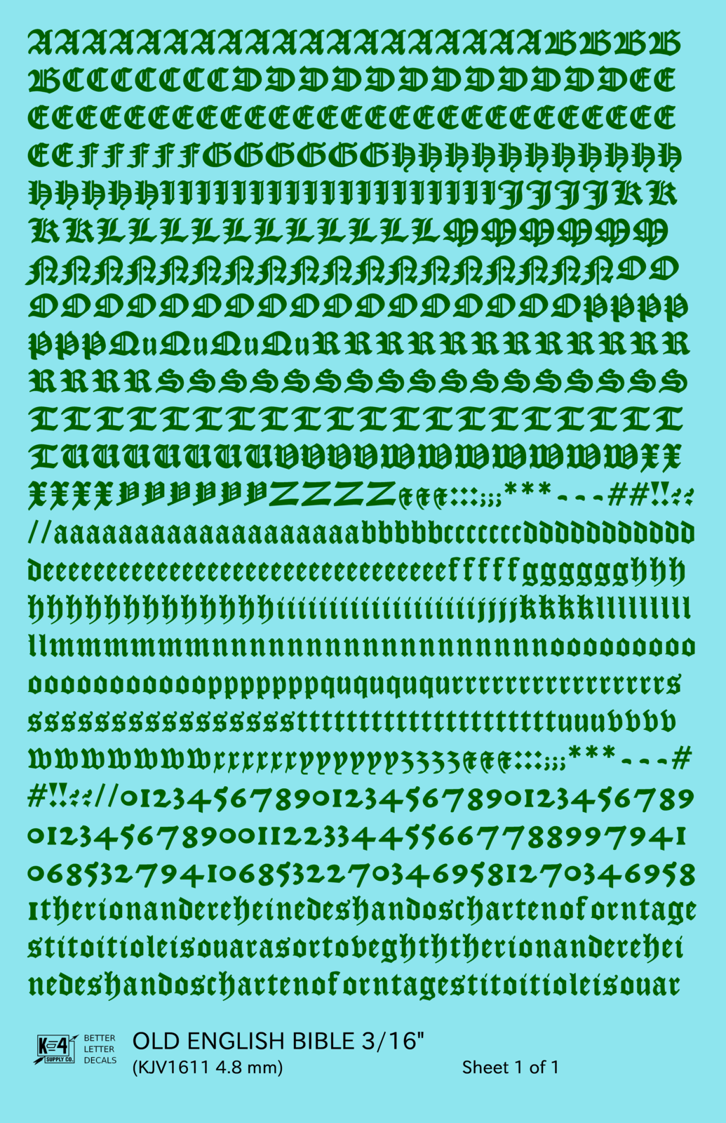 Old English Bible Letter Number Alphabet