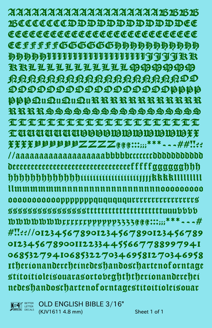 Old English Bible Letter Number Alphabet