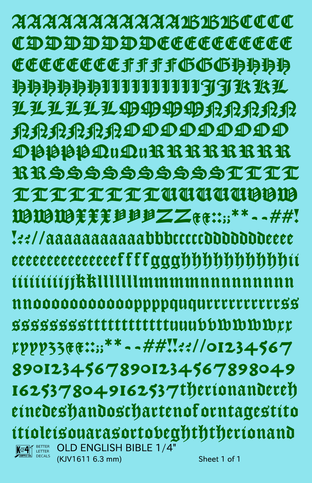 Old English Bible Letter Number Alphabet