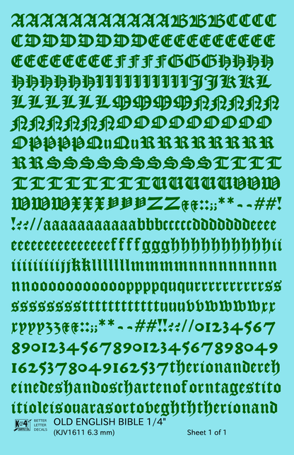 Old English Bible Letter Number Alphabet
