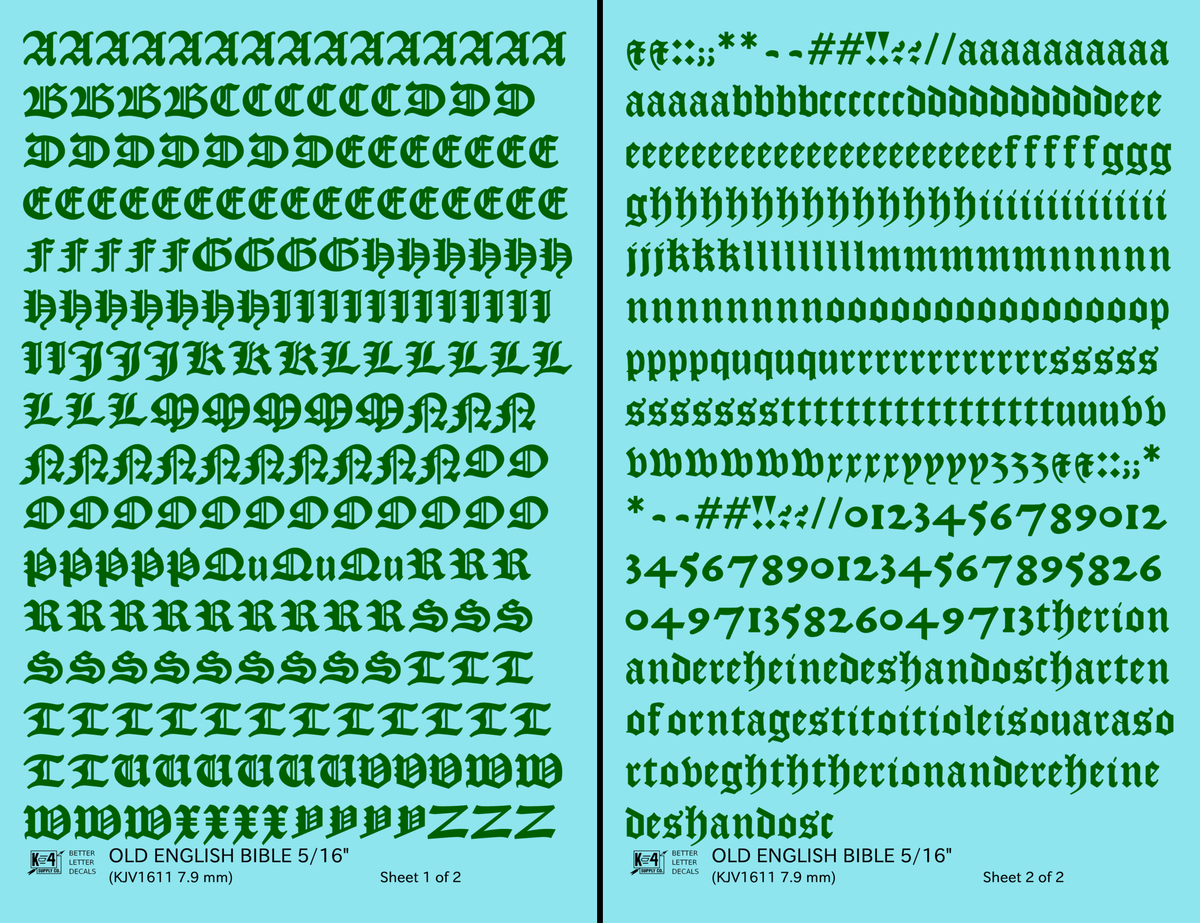 Old English Bible Letter Number Alphabet