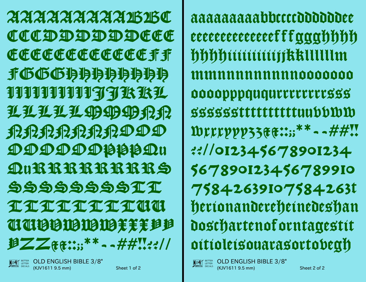 Old English Bible Letter Number Alphabet