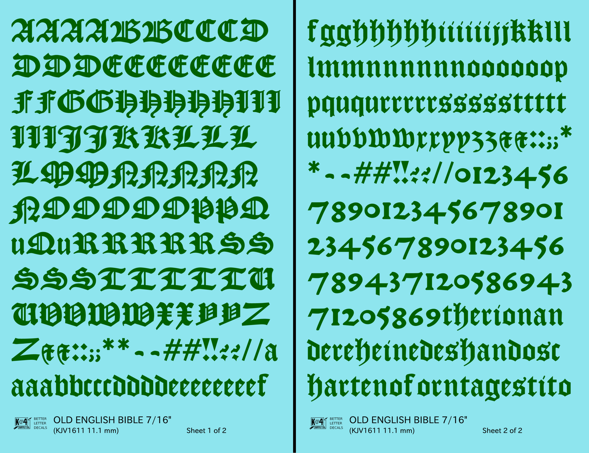 Old English Bible Letter Number Alphabet