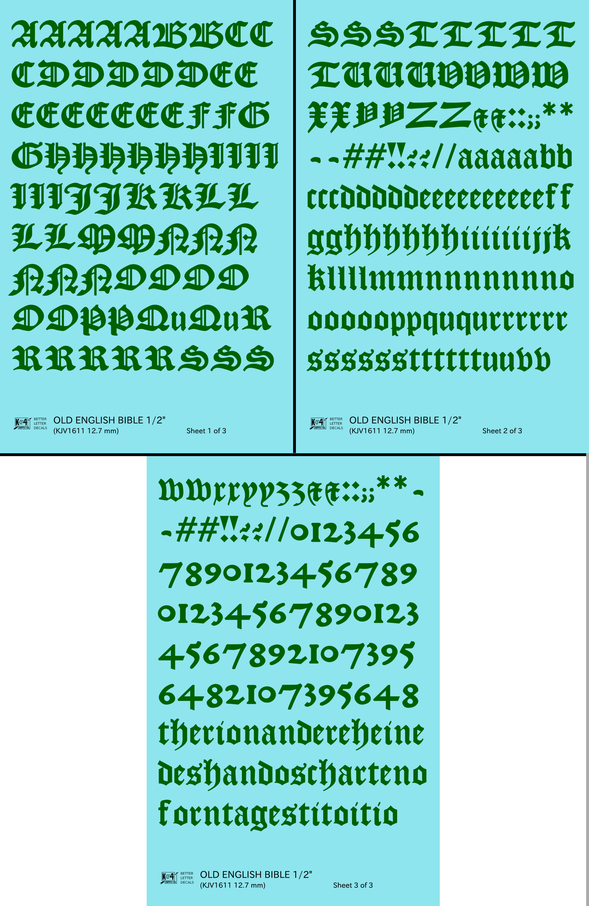 Old English Bible Letter Number Alphabet
