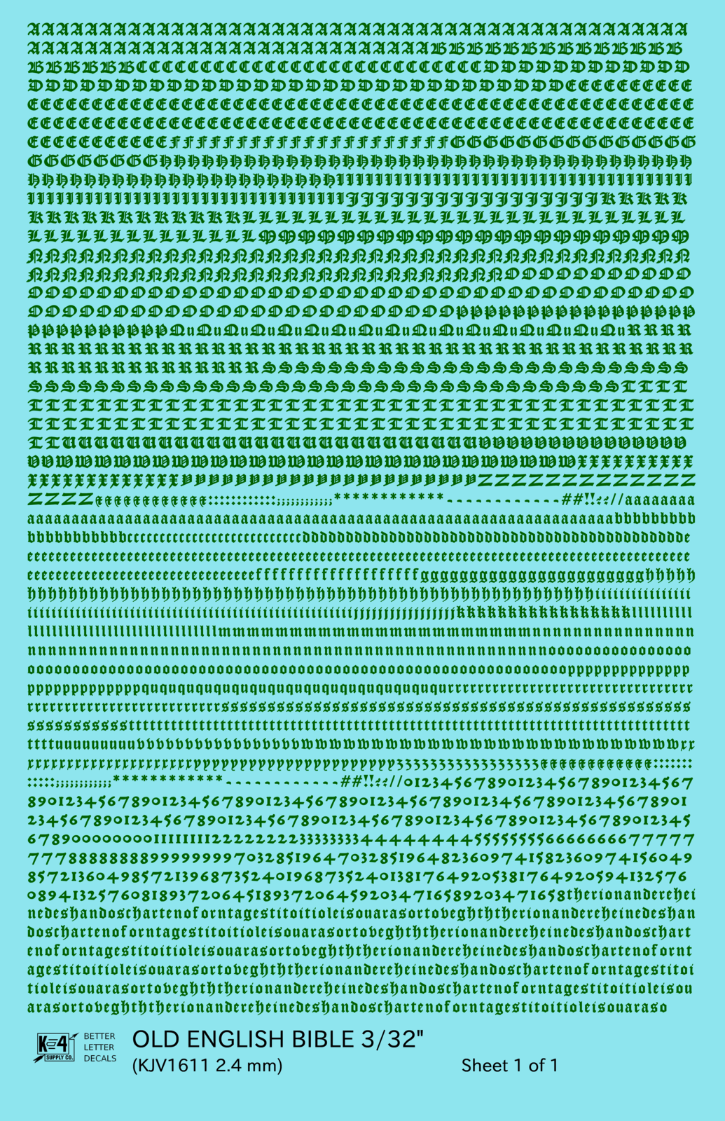 Old English Bible Letter Number Alphabet