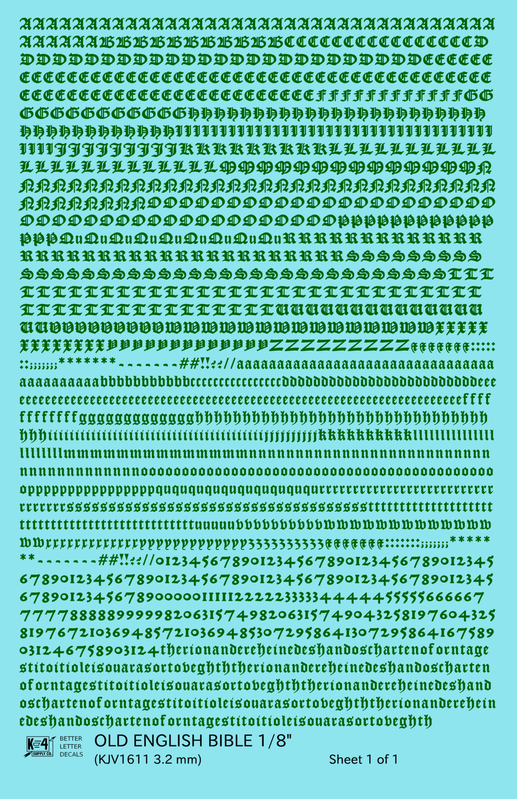 Old English Bible Letter Number Alphabet