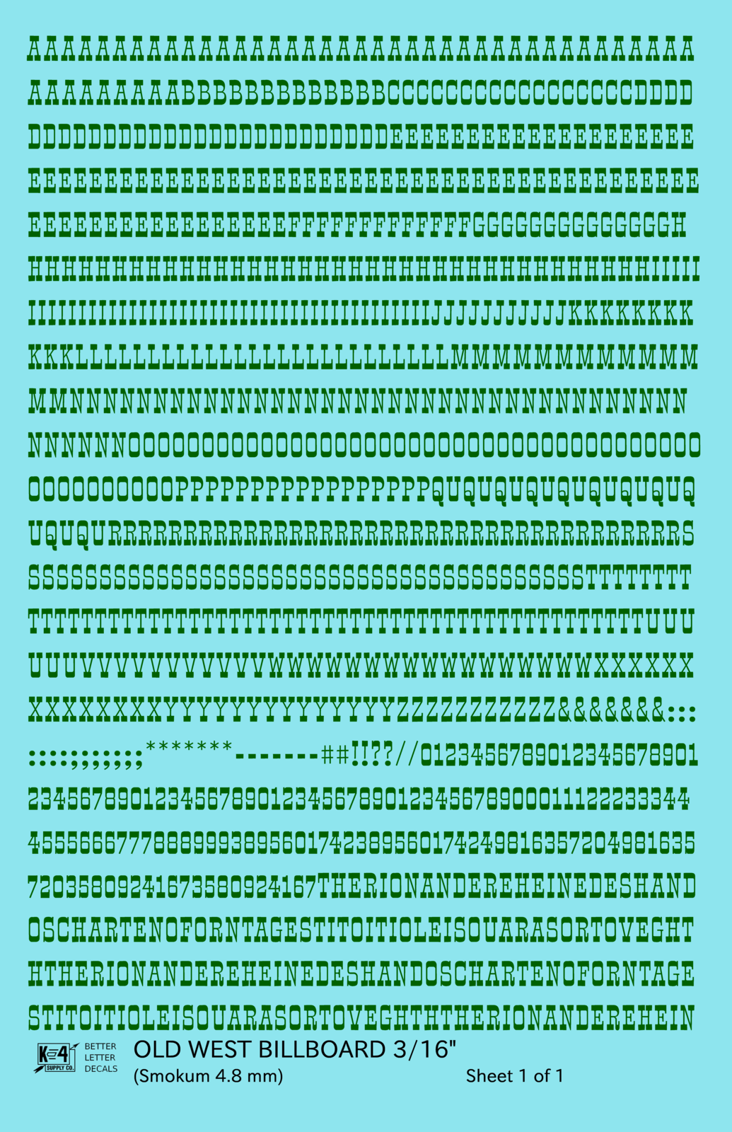 Old West Billboard Letter Number Alphabet