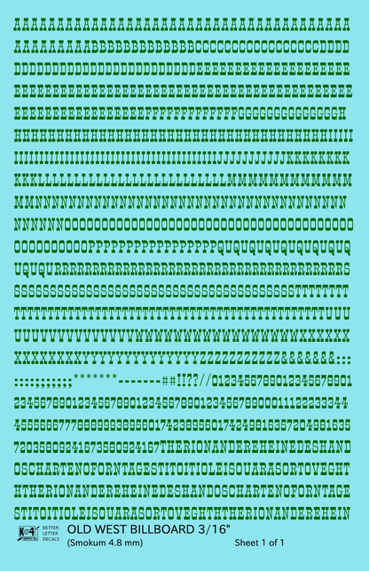 Old West Billboard Letter Number Alphabet